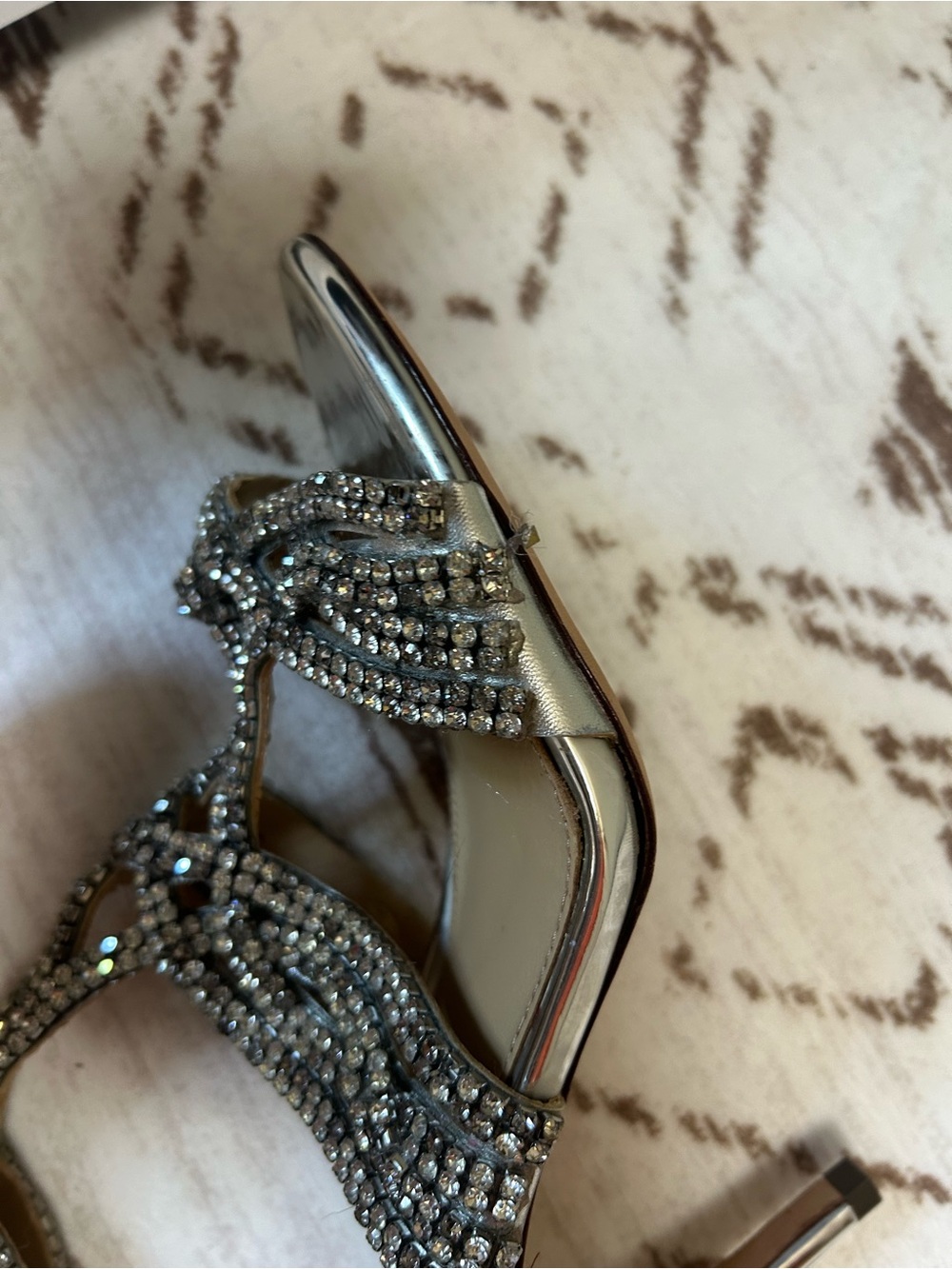 Antonio Melani Silver Rhinestone Strappy Heels Size 7 Evening Shoes - Picture 15 of 15